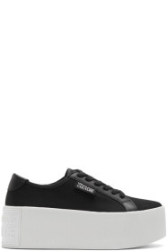 Versace Jeans Couture - Black Canvas Platform Sneakers