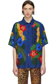 Versace Jeans Couture - 蓝色花卉短袖衬衫