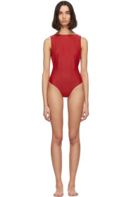 Haight - Red Side Slit One-Piece Swimsuit