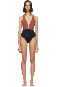 Haight - Black & Burgundy Marina One-Piece Swimsuit