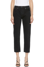 AGOLDE - Jean à jambe droite noir Parker Easy