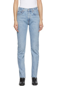 AGOLDE - Jean à jambe droite et taille haute bleu Ceerie