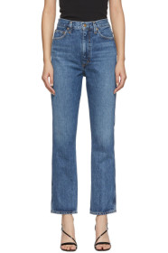 AGOLDE - Jean à taille haute bleu Pinch Waist Kick