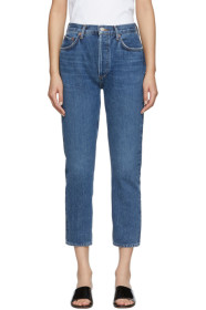 AGOLDE - Jean bleu Riley High Rise Straight Crop