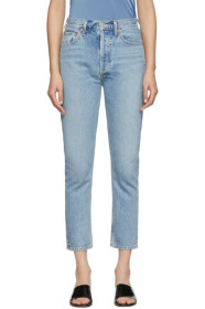 AGOLDE - Jean bleu Riley High Rise Straight Crop