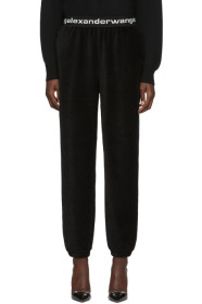 alexanderwang.t - 黑色弹性灯芯绒徽标运动裤