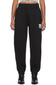 alexanderwang.t - 黑色 Dense Fleece 抓绒运动裤