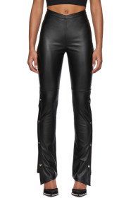 alexanderwang.t - Black Faux-Leather Side Snap Trousers