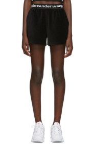 alexanderwang.t - 黑色弹性灯芯绒徽标短裤