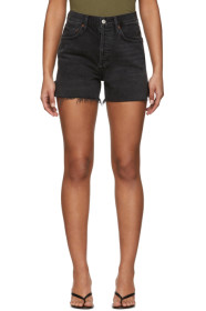AGOLDE - Black Denim Dee Super High-Rise Shorts