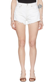 AGOLDE - White Denim Parker Cut-Off Shorts