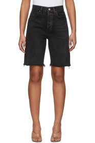 AGOLDE - Black Denim 90s Mid-Rise Loose Shorts
