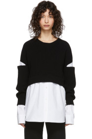alexanderwang.t - 黑色 & 白色双层套头衬衫针织衫