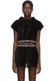 alexanderwang.t - 黑色弹性灯芯绒连帽衫