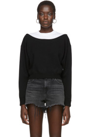 alexanderwang.t - Black Cropped Bi-Layer Sweater