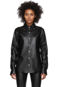 alexanderwang.t - 黑色按扣人造皮革衬衫