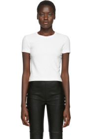 alexanderwang.t - T-shirt côtelé blanc cassé Bias Shrunkens