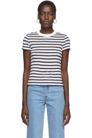 alexanderwang.t - T-shirt rayé blanc et bleu marine Slub