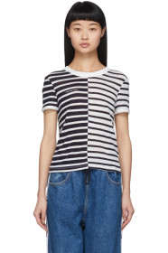 alexanderwang.t - T-shirt rayé bleu marine et blanc Slub Shrunken