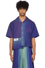 Keenkee - Purple Gradient Panel Short Sleeve Shirt