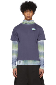 Keenkee - Col roulé étagé à motif tie-dye bleu et vert