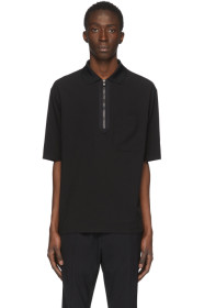 Solid Homme - 黑色拉链 Polo 衫