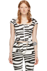 Miaou - Black & White Denim Martine Corset T-Shirt
