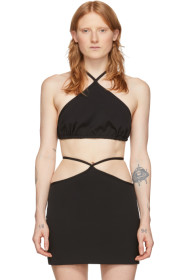 Miaou - Black Wool Pearl Halter Tank Top