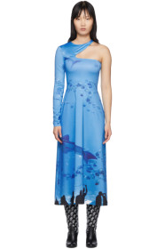 Saks Potts - SSENSE Exclusive Blue Asymmetric Dress