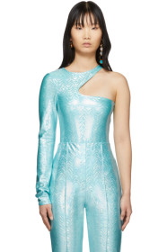 Saks Potts - SSENSE Exclusive Blue Asymmetric One-Piece Swimsuit