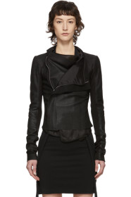 Rick Owens - 黑色 Low Neck Biker 皮革夹克