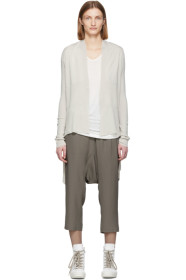 Rick Owens - 灰白色中长款裹身羊毛开衫
