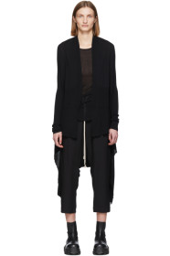 Rick Owens - 黑色长款裹身羊毛开衫