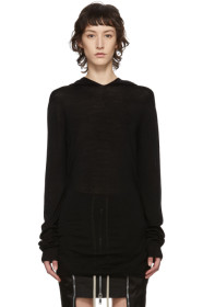 Rick Owens - 黑色针织连帽衫