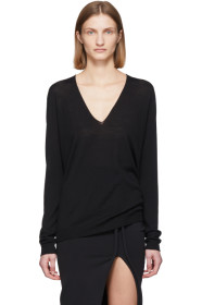 Rick Owens - Black Merino Soft V-Neck Sweater