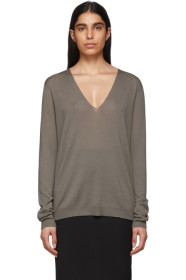 Rick Owens - Grey Soft V-Neck Sweater