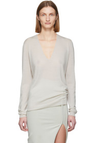 Rick Owens - Off-White Merino Soft V-Neck Sweater