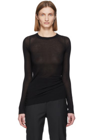 Rick Owens - Black Silk Rib Knit Long Sleeve T-Shirt