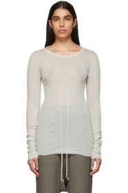 Rick Owens - 灰白色 Rib 长袖 T 恤