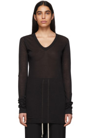 Rick Owens - Black V-Neck Long Sleeve T-Shirt