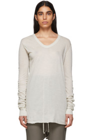 Rick Owens - Off-White V-Neck Long Sleeve T-Shirt