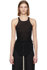 Rick Owens - ブラック シルク リブ タンク トップ