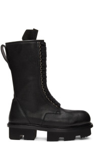 Rick Owens - Black Double Zip Army Megatooth Boots