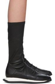 Rick Owens - Bottes en cuir extensible noires Runner