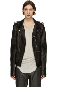 Rick Owens - ブラック レザー Tecuatl Stooges ジャケット