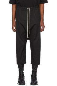 Rick Owens - Black Drawstring Cropped Trousers