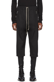 Rick Owens - Black Cropped Drawstring Trousers