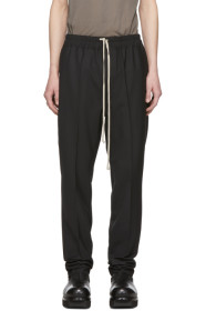 Rick Owens - ブラック ドローストリング スリム Astaires ロング トラウザーズ