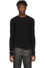 Rick Owens - Black Wool Fisherman Cropped Biker Sweater