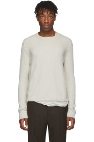 Rick Owens - Off-White Wool Fisherman Cropped Biker Sweater